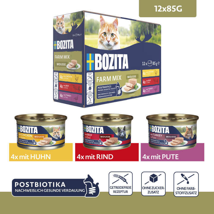 BOZITA Katzen-Nassfutter Mousse Farm Mix